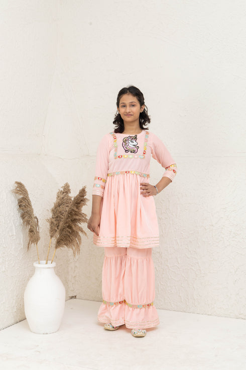 UNICORN PINK VELVET SUIT SET